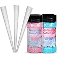 Perfectware 16oz Jars of Cotton Candy Floss Sugar with 100ct Cotton Candy Cones Included -(1 of Each Flavor 32oz's Total)