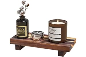 Greatseas Kitchen Soap Tray Decor, Bamboo Pedestal Stand Risers for Display, Rustic Brown Sink Tray for Kitchen Decor and Accessories, Soap Dish Holder Kitchen Counter Tray 8.7" x 3.5" x 1.6"