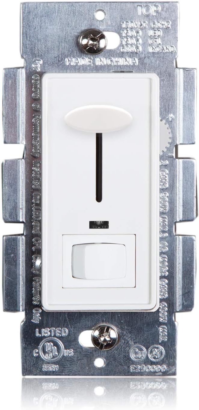 Maxxima 3-Way/Single Pole Dimmer Electrical Light Switch with Blue Indicator Light 600 Watt max, LED Compatible, Wall Plate Included: Industrial & Scientific