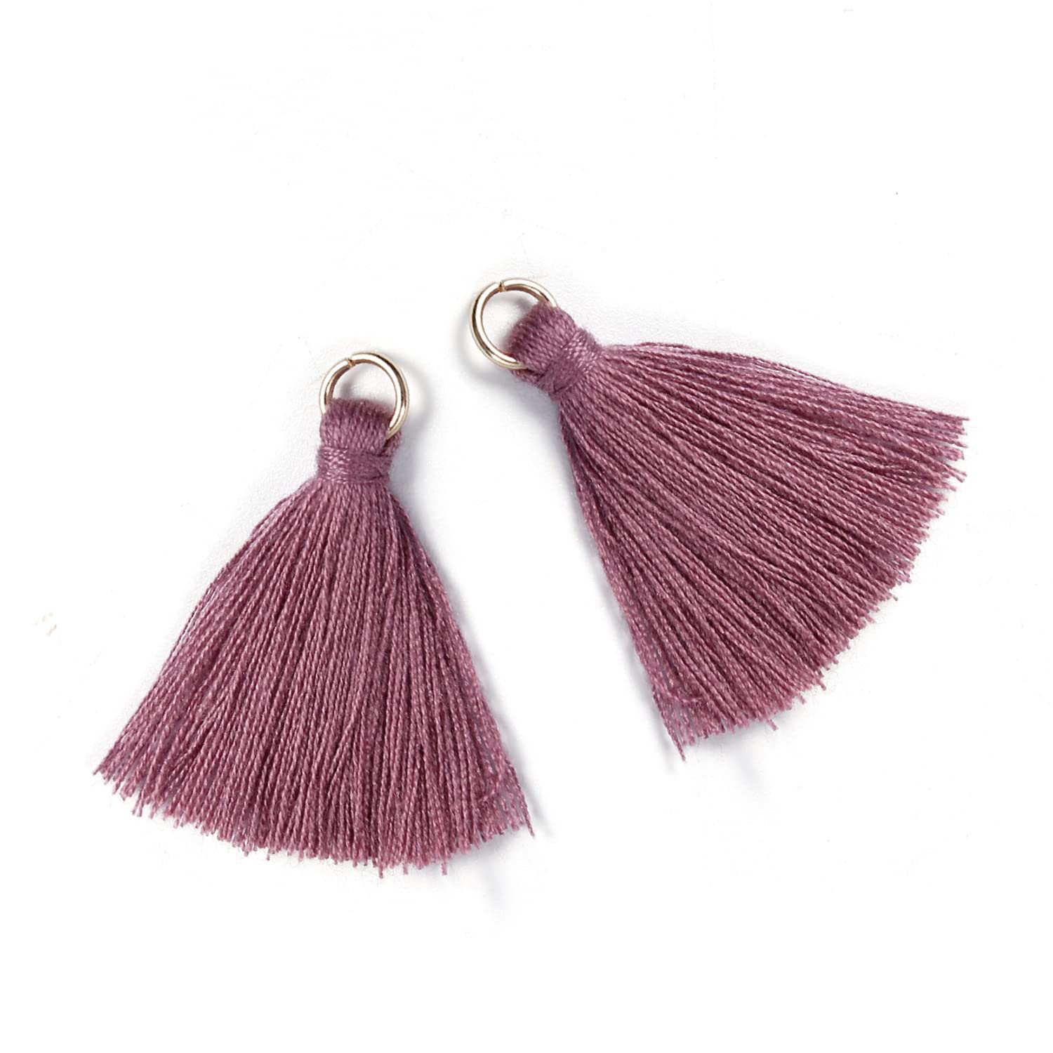 Duories Pack of 50 Mini Tassel Pendants, 3 cm Cotton Fringe Tassel Tassel Bracelet Key Chain Craft Tassel for Earrings Jewellery Making Bags Bookmark DIY Craft Accessories Pink Purple