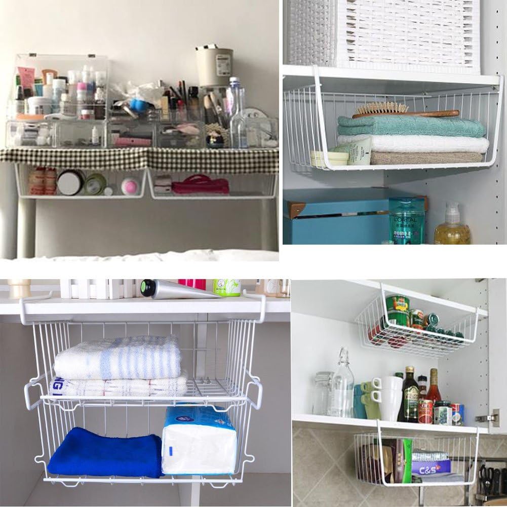 Amazon Shiawasena 収納カゴ 吊り下げ収納 掛け式 吊り戸棚下収納ラック バスケット 吊戸棚 多機能 キッチン 教室 ホワイト キッチンラック オンライン通販