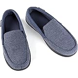 ULTRAIDEAS Men's Lightweight Moccasin Slippers with Cozy Memory Foam, Breathable Corduroy House Shoes with Indoor/Outdoor Rub