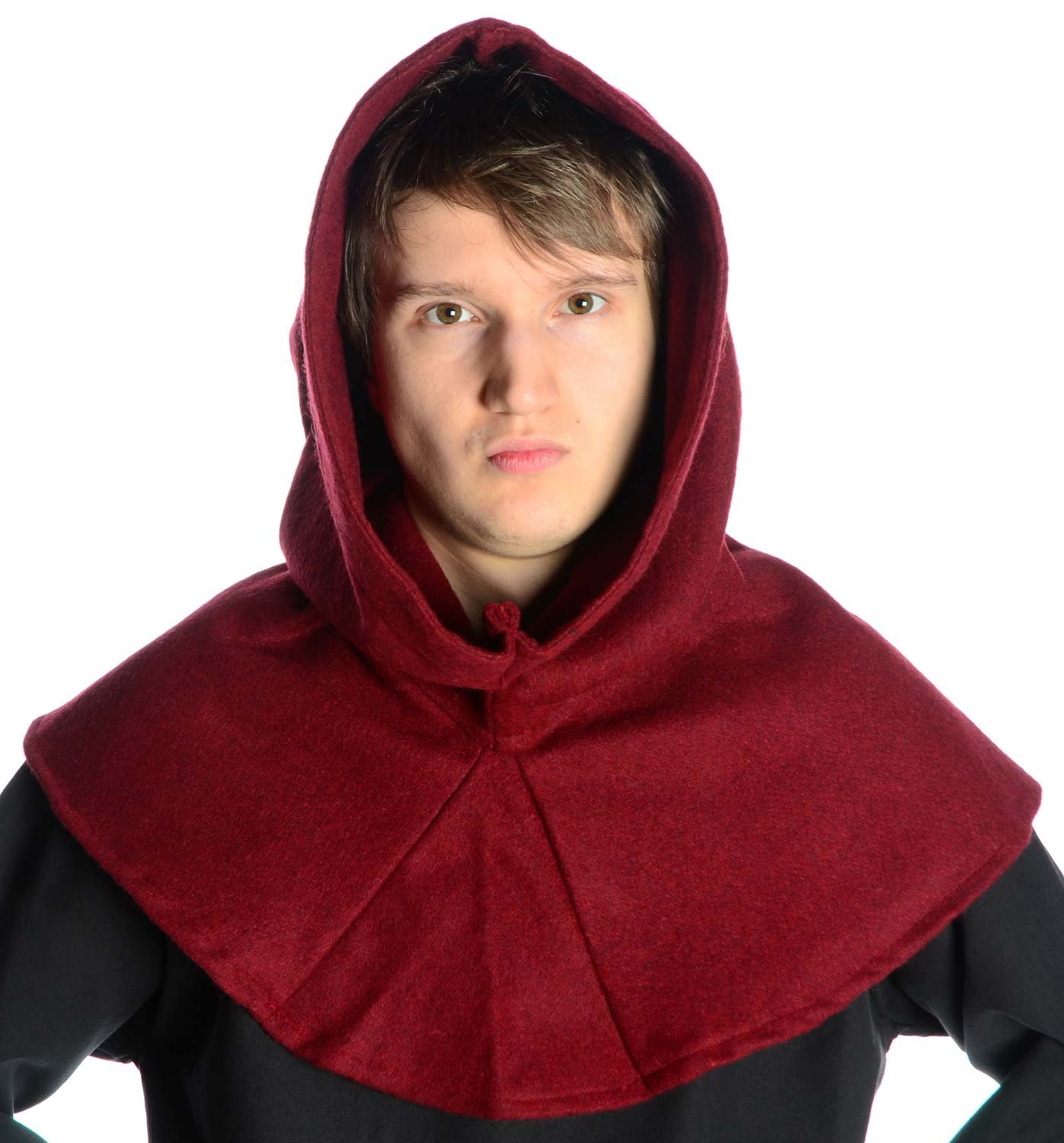 HEMAD Men's Medieval Long-Tailed Hood – Wool Felt – Red