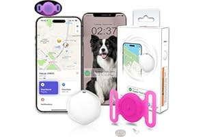 BINGOLAR GPS Tracker for Dogs, Mini GPS Pet Tracker with Silicone Cover, IPX8 Waterproof GPS Tracker for Kids,No Monthly Fee,Work with Apple Find My(iOS Only),Dog Tracker Finder Tracker Pets(YPink-L)