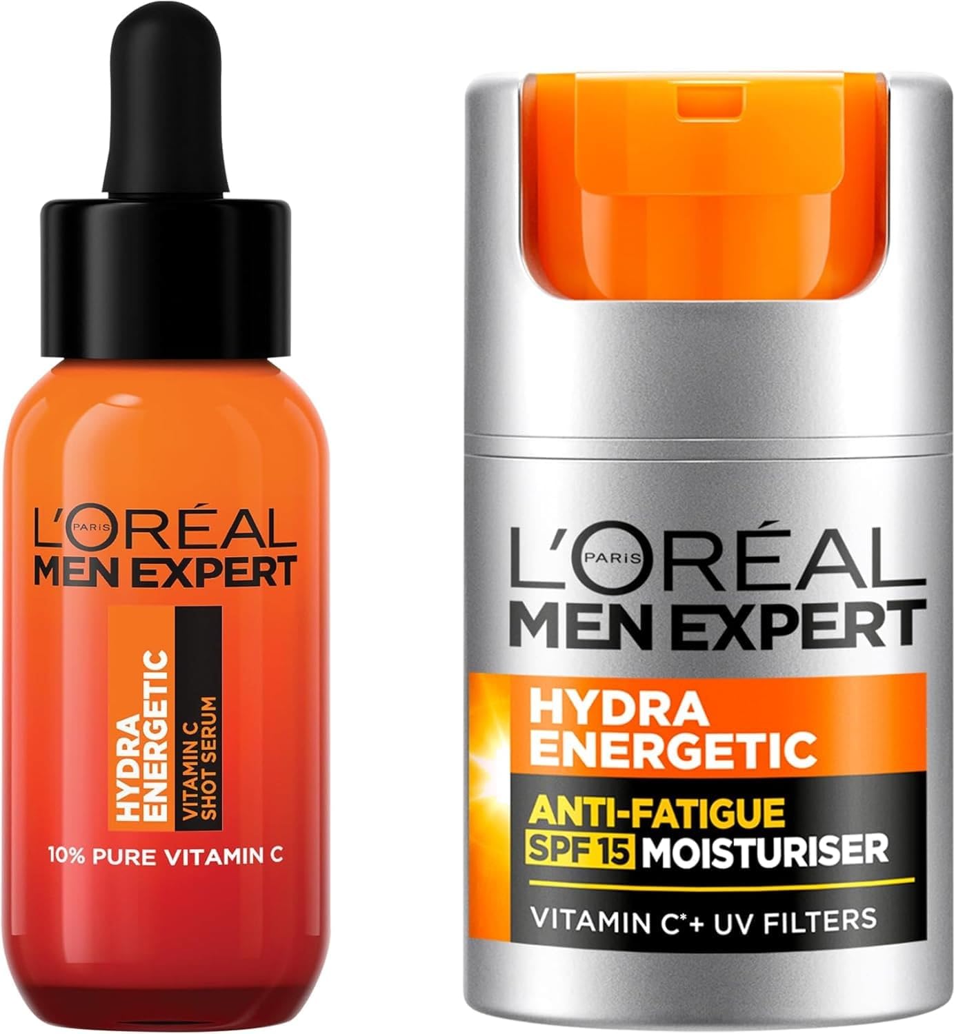 L’Oréal Paris Men Expert Anti-fatigue Duo Gift Set for Men, Vitamin C Shot Serum 30ml and Anti-fatigue Moisturiser With SPF 50ml, Hydra Energetic Duo With Vitamin C*, for Dull and Dry Skin