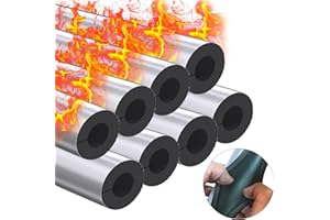 FUYITE 8 Pack Pipe Insulation Foam Tube, 3/4'' Self Adhesive Pre Slit Foam Pipe Covers Polyethylene with Aluminum Foil for Spigot, Winter Outside Pipes, Sprinkler, Water Heater Pipes Freeze Protection