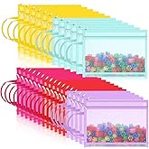 Marspark 30 Pack Bright Color Mesh Zipper Pouch Bags A4 Nylon Organizing Bags Breathable See Through Zipper Pouch with Handle for Office Games