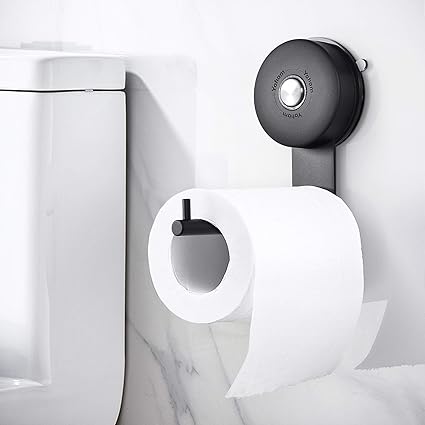 Yohom Suction Cup Toilet Paper Holder Stainless Steel Toilet Tissue Roll Holder For Bathroom Wall Mounted Hanger Stacker Hat Hook Matte Black Toilet Paper Holders Amazon Canada