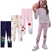 EmaoFun Girls and Toddlers' Cotton Stretch Leggings,3T-7T, Pack of 3