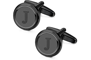 LOYALLOOK Initial Gold Cufflinks for Men Gold Cuff Links Personalized Copper CuffLinks Letter Cufflinks Gift for Groom Husband Father