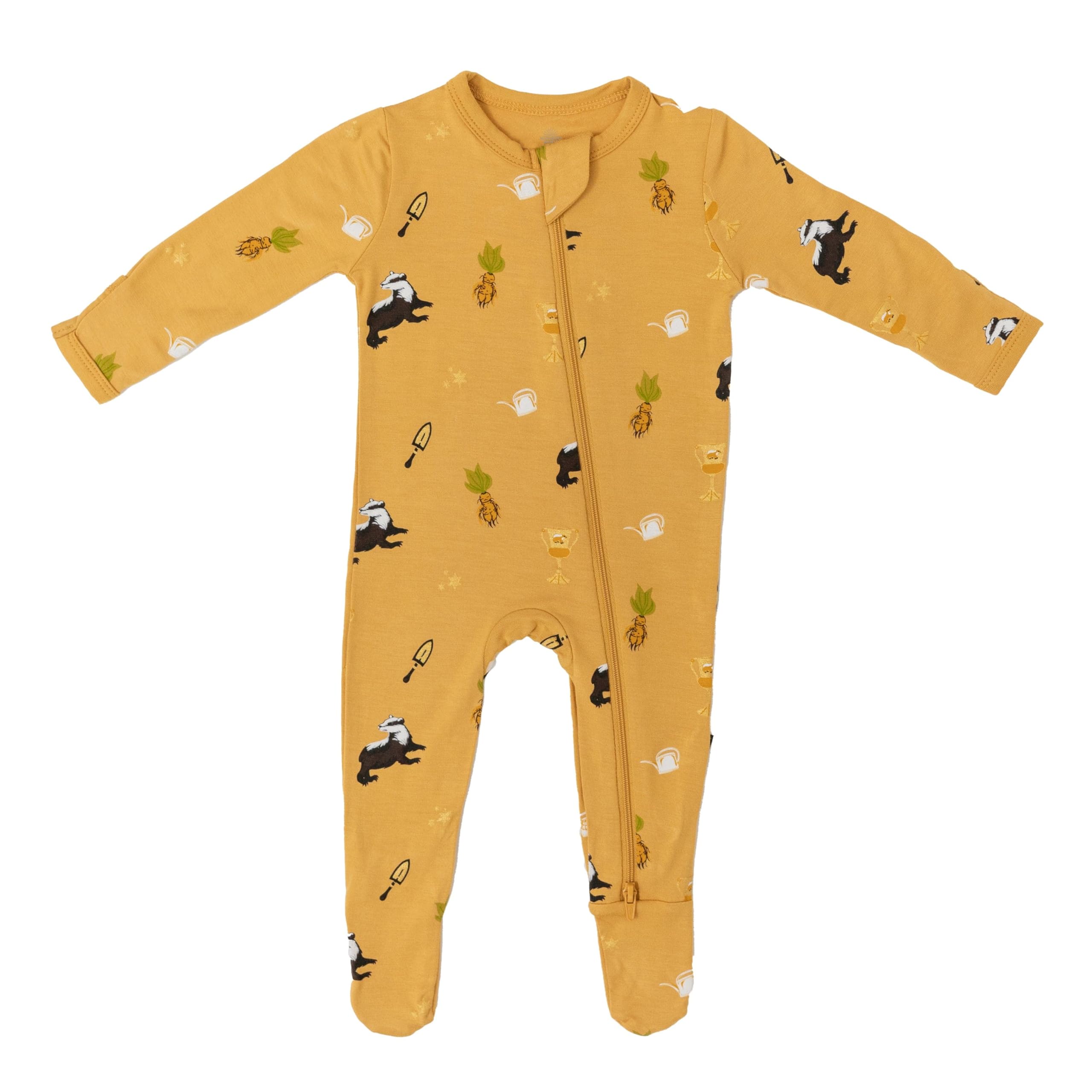 KYTE BABY Unisex Zipper Closure Footies, Rayon Made From Bamboo (12-18 Months, Hufflepuff) Image