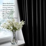Deconovo Solid Curtains Ring Top Thermal Blackout 140x180 Black 2 Panels view 9