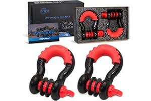 Aya Gear D Ring Shackle (2 Pack) 62,700 Ibs Break Strength with 7/8" Screw Pin and Shackle Isolator & Washers Kit for Tow Strap Winch, Off Road Vehicle Recovery Jeep Truck