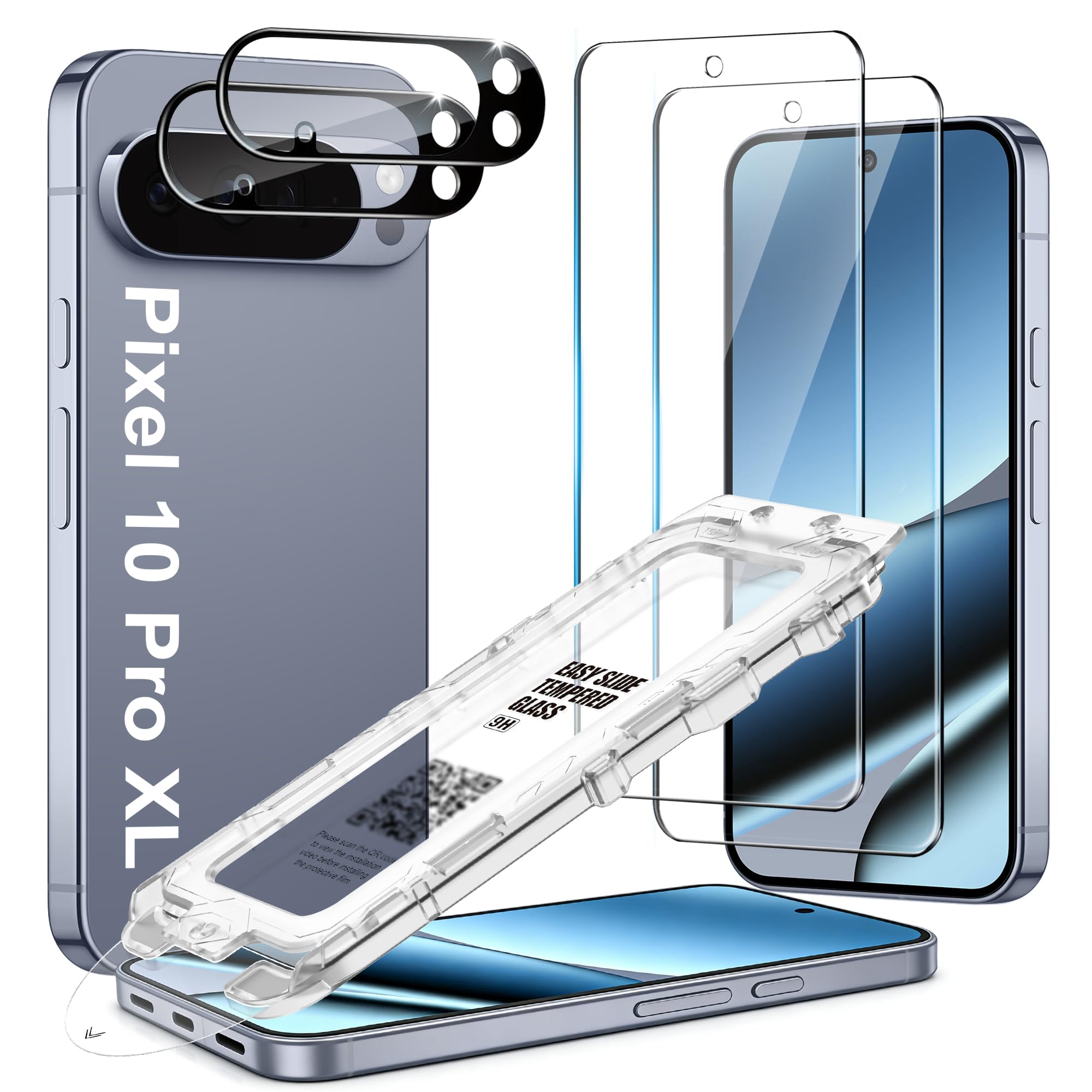 Photo 1 of 2 Pack Tempered Glass Screen Protector for Pixel 10 Pro XL 6.8 Inch with 2 Camera Lens Protectors - Auto Dust-Elimination, Bubble Free, HD Clear, Easy Installation, Not for Pixel 10 Pro/ 10