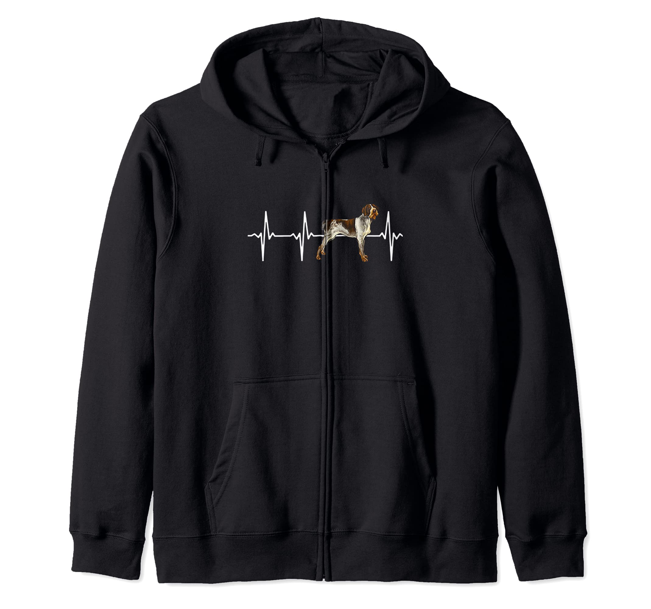 German Wirehaired Pointer Heartbeat Love My Dog Zip Hoodie