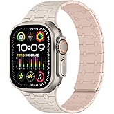 Amizee Magnetic Bands Compatible with Apple Watch Band 49/46/45/44/42/41/40/38mm Women Men, Sport Silicone Strap for iWatch Ultra 3/2/1 Series 11 10 9 8 7 6 5 4 SE3/2/1 (49/46/45/44/42, Star Pink)