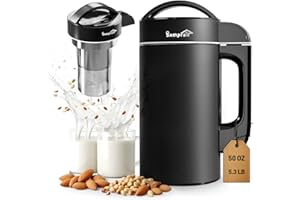 304 Stainless Steel Almond Milk Maker Machine (Built-in Filter) 50oz 6-7 Cups Per Batch, 8-IN-1 Cooking Blender Make Plant Ba