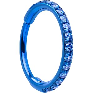 Body Candy Color CZ Micro Gem Implant Grade Titanium Hinged Nose Hoop - 20G Hypoallergenic Nose Piercing Jewelry