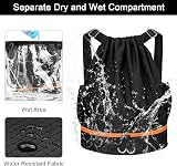 RYACO Drawstring Backpack Gym Bag Large Water Resistant With Pockets Black & view 3