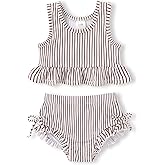HAPPYMA Baby Swimsuit Toddler Girl Bathing Suit Summer Stripe Bikini Set Beach Two Piece Swim Wear