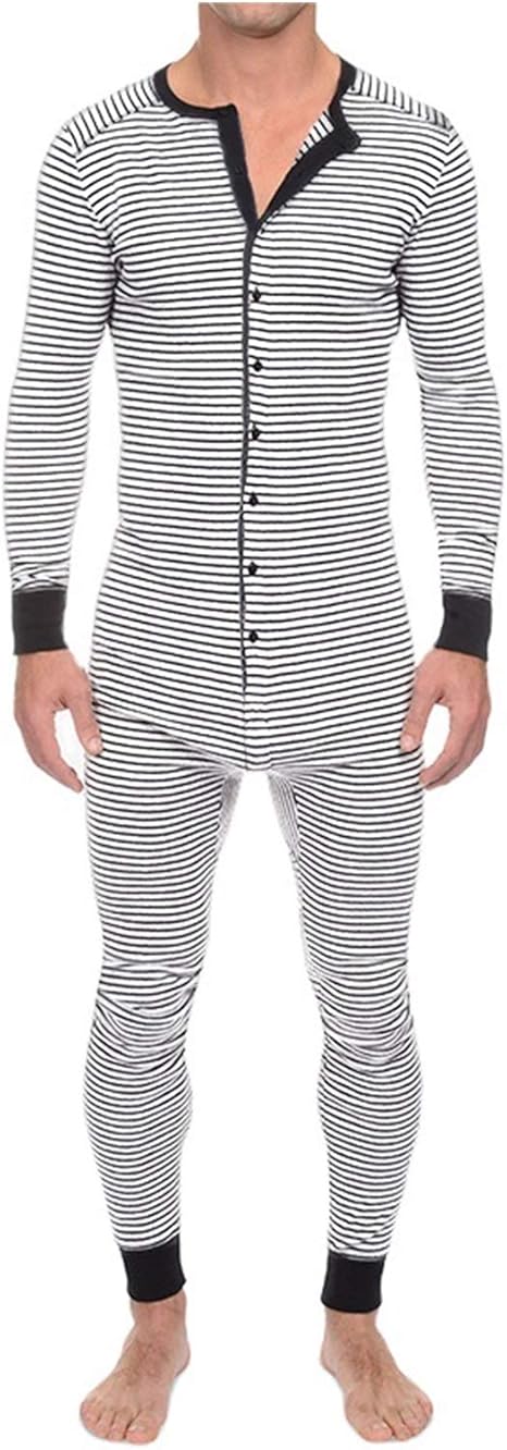 Amazon Co Jp 男性の片方ジャンプスーツパジャマを持つポジマワンピース男性ストライプスリープスーツホームウェア Color White Size Medium ホーム キッチン