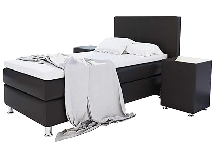 Boxspringbett 90x200 cm mit 7-Zonen Taschenfederkern-Matratze Topper in H3 Hotelbett Doppelbett Polsterbett Kostenlose Anlief