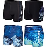 KANAV 4 Pack Men's Athletic Swim Jammers Quick Dry Square Leg Swim Briefs Competitive Swimsuit