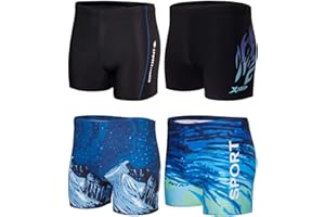 KANAV 4 Pack Men's Athletic Swim Jammers Quick Dry Square Leg Swim Briefs Competitive Swimsuit