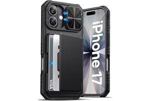 ATATOO for iPhone 17 Case Wallet, Built-in Card Holder (3-5 Cards) & Slide Camera Cover & [RFID Blocking], Military Grade Protection, Rugged Protective Phone Cover Case for iPhone 17 6.3" 2025, Black