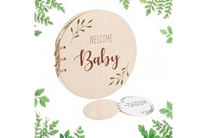 Wooden Baby Shower Guest Book,baby Shower Sign in Round Guest Book,80 Pages Round Keepsake with Watercolour Design,for Babys 