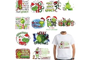 DJAIOD 12 Sheets Christmas Iron on Transfers for T Shirts, Christmas Iron on Decals, Xmas Patches Pattern Designs, Christmas Heat Transfer Stickers HTV Vinyl, for Backpack Pillow Clothes DIY(Washable）