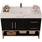BHFOLO 36&rdquo; Bathroom Vanity with Sink, Metal Frame Elevated Design,White | Integrated Countertop, Equipped with Polished Stone and a Seamless Ceramic Sink, Suitable for Small-Sized Apartments.