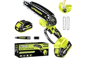 LITEKON Mini Chainsaw Cordless with 2000mAh Battery & Quick Charger & 2 Chains - 2025 Best 6Inch Electric Chain Saw with Auto-Oil System, Brushles High Power Motor - Perfect for Gifts