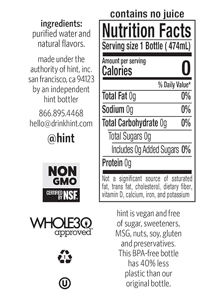 HINT WATER WATERMELON AND PINEAPPLE, 12 BOTTLES WATERMELON & 12 BOTTLES PINEAPPLE, ZERO CALORIES, ZERO SUGAR AND ZERO DIET SWEETENERS, 16 FL OZ (PACK OF 24)