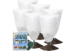 WOSCMI Plant Covers Freeze Protection 31.5" x 39" Frost Cloth for Plants Frost Blankets Tree Freeze Protection Winter Freezer Covers with Drawstring-6 Pack