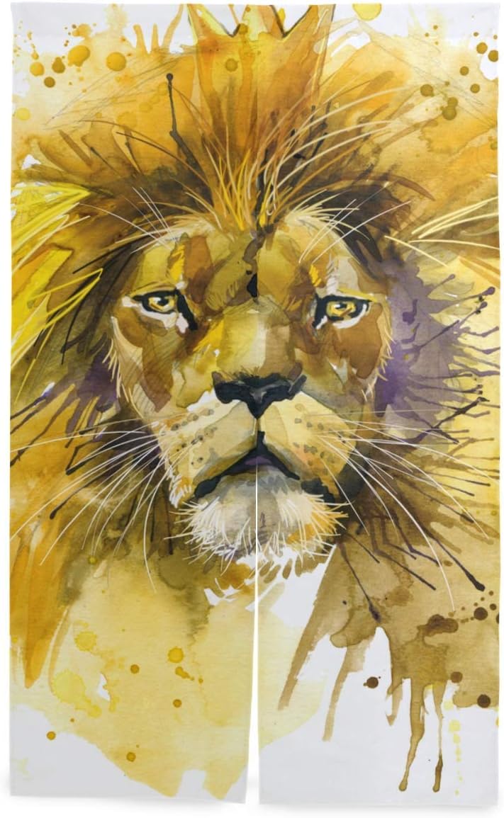 Amazon ますたに 暖簾分け 85x90cm ライオンキングの水彩イラストアフリカの動物 和風 暖簾 おしゃれ 目隠し カーテン 玄関 店 入り口 可愛いのれんフリル のれん日本 ますたに 暖簾分け のれん オンライン通販