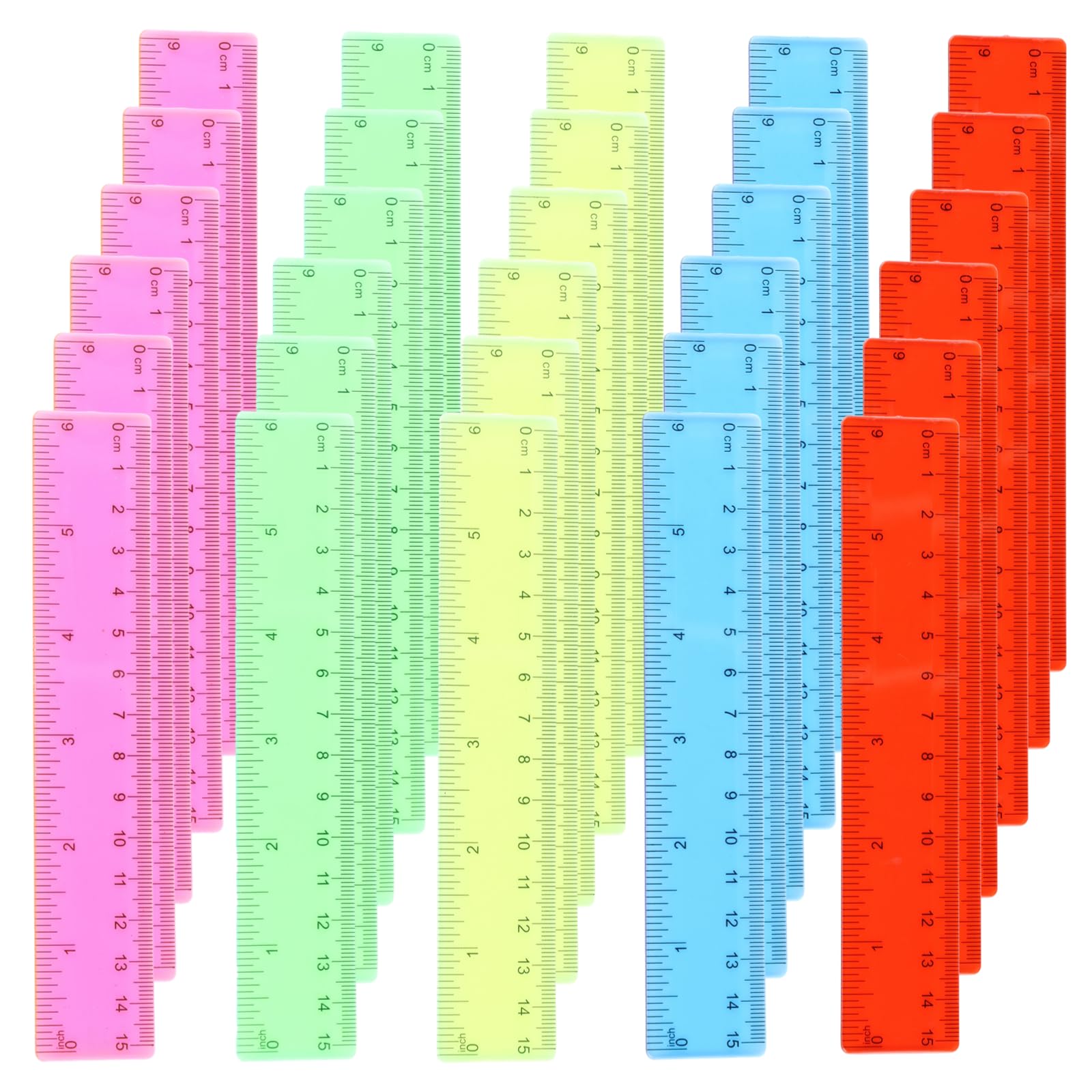 Lnrueg Ruler, 100PCS 6-Inch Plastic Drafting Tools with Centimeter and Inch Scales, Transparent Rulers for Students, School Supplies, Office, Home Use