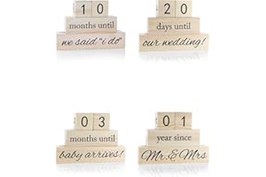 SANCTUM VERITAS Oversized 7x10 Wooden Wedding Countdown Calendar Natural Pine, Eco-Friendly Engagement, Anniversary, Baby new Mom Gift (wooden color)