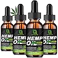 (4-Pack) High Potency Hemp Oil - 1,000,000 Maximum Strength - Helps Relaxation, Stress, Calming, Sleep - Organic Hemp Oil Extract - Vegan, Immunization Support, Non-GMO