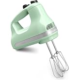 KitchenAid 5-Speed Ultra Power Hand Mixer, Stainless Steel/Plastic, White | 5 Speeds, Lockable swivel cord, Turbo Beaters, Easy release button, Dishwasher-safe beaters