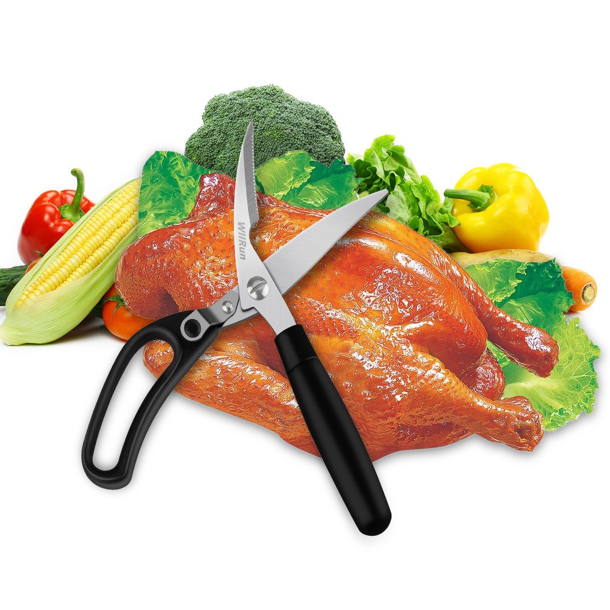 Kitchen Poultry Shears, Heavy Duty Stainless Steel Spring Loaded Good Grips Multi Purpose Scissors