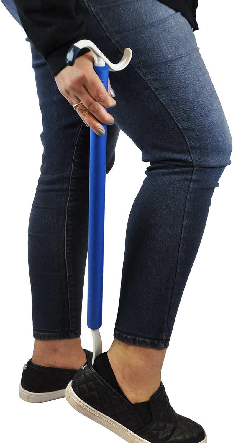 Blue Jay Dressing Stick - 24'' Soft Foam-Covered Handle, 2-in-1 Tool, Dressing Made Easy, Rounded S Plastic top Hook, No Stretching or Straining Shoehorn Dressing Aid: Health & Personal Care