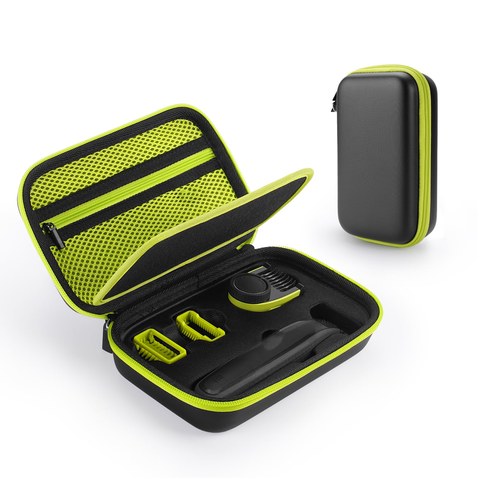 Yinke 14-in-1 Adjustable Comb Attachments with CasePhilip OneBlade One Blade QP2520 QP2630 QP2724 QP2734 QP2834 Electric Trimmer Shaver,0.4 to 10 MM Precision Replacement Travel Portable Kits Green