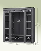 SONGMICS Fabric Wardrobe Portable Closet with 12 Compartments Grey LSF03G view 3