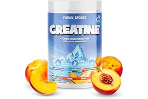Yummy Sports Pure Creatine Monohydrate - 5g Creatine Powder per Serving - Muscle Gain, Endurance, Strength, Energy Boost Pre 