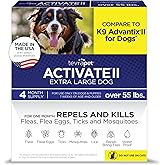 TevraPet Activate II Flea and Tick Prevention for Dogs, Extra Large Dogs 55+ lbs, Topical Drops, 4 Month Flea and Tick Treatm
