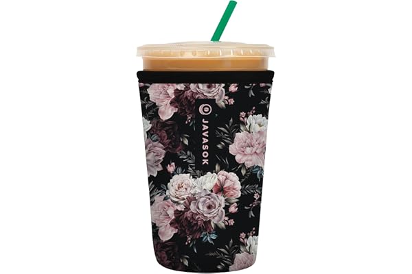 Sok It JavaSok Iced Coffee & Cold Soda Insulated Neoprene Cup Sleeve (Bloom at Night, Medium: 22-28oz)