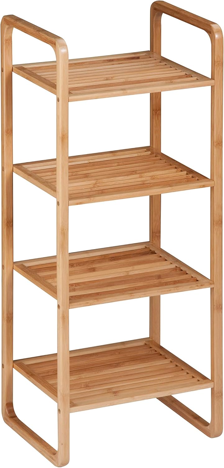 bamboo shoe rack amazon on Amazon Com Honey Can Do Shf 02099 4 Tier Natural Bamboo Accessory Storage Shelf 14 By 11 By 36 Inch Home Kitchen