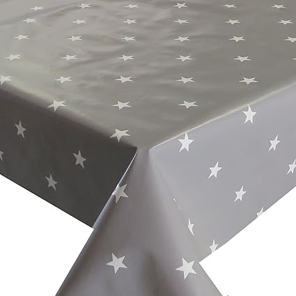 Wachstuch Breite 140 cm Länge wählbar - Sterne Grau Glatt Weihnachten - 140 x 200 bzw. 200x140 cm abwaschbare Tischdecke Gart