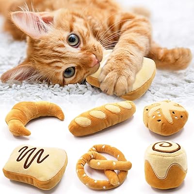Buy Bread Catnip Toys Kitten Interactive Toys For Cat Lover Gifts Kitty Chew Bite Kick Toys Supplies Baguette Croissant Pretzel Toast Bun Cinnamon Roll Plush Catmint Pet Presents Set Of 6 Online